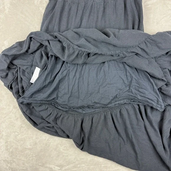 Tommy Bahama Maxi Dress Womens M Black Linen Blend Sundress Tiered Sleeveless - Picture 4 of 12